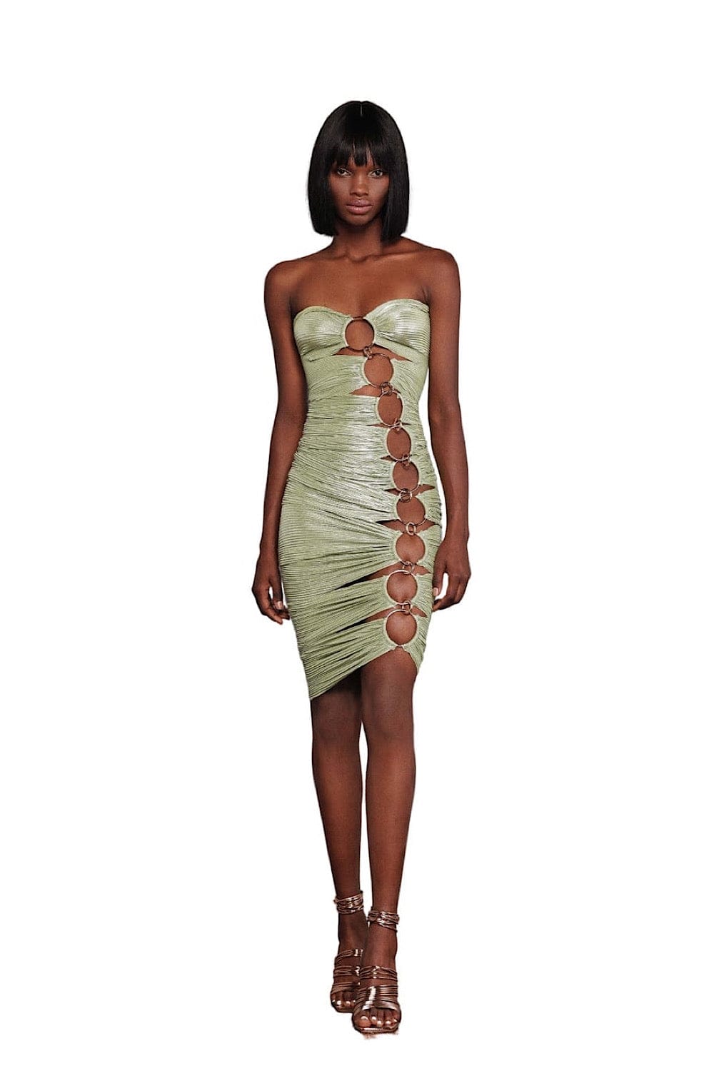 Bronx and Banco Butterfly Lime Midi Dress BB 17 071 beautycollection.gr