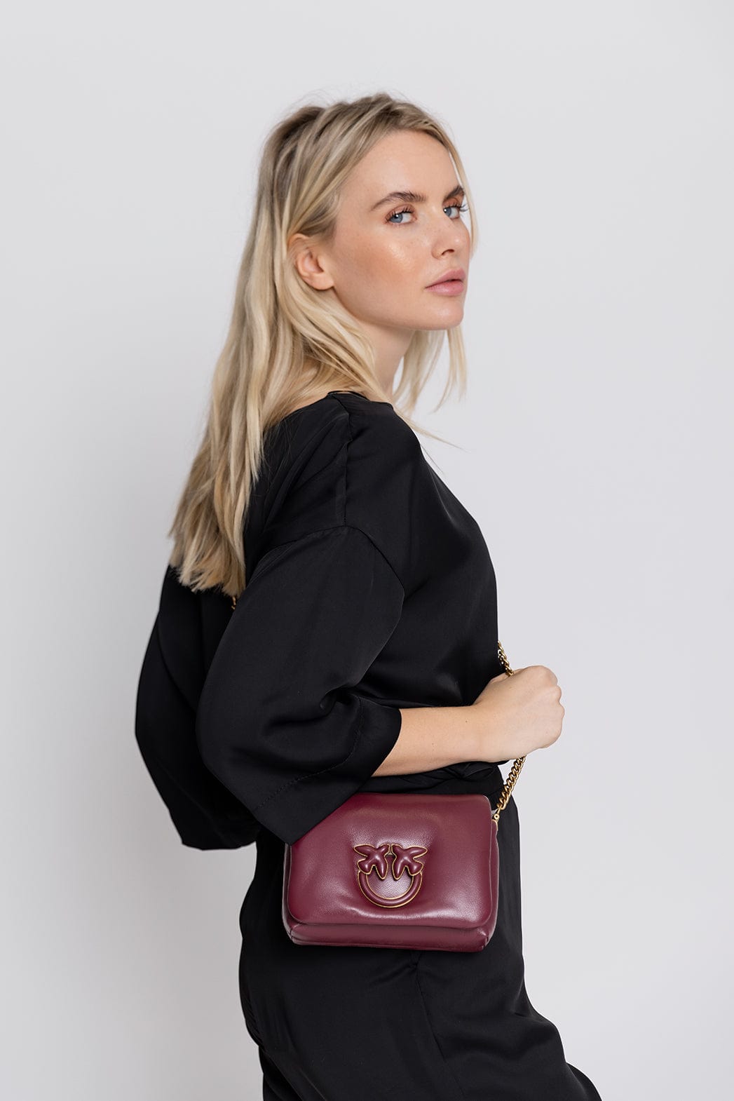 Pinko Love Click Baby Puff Leather Bag Burgundy 101584 A10F WW5B beautycollection.gr