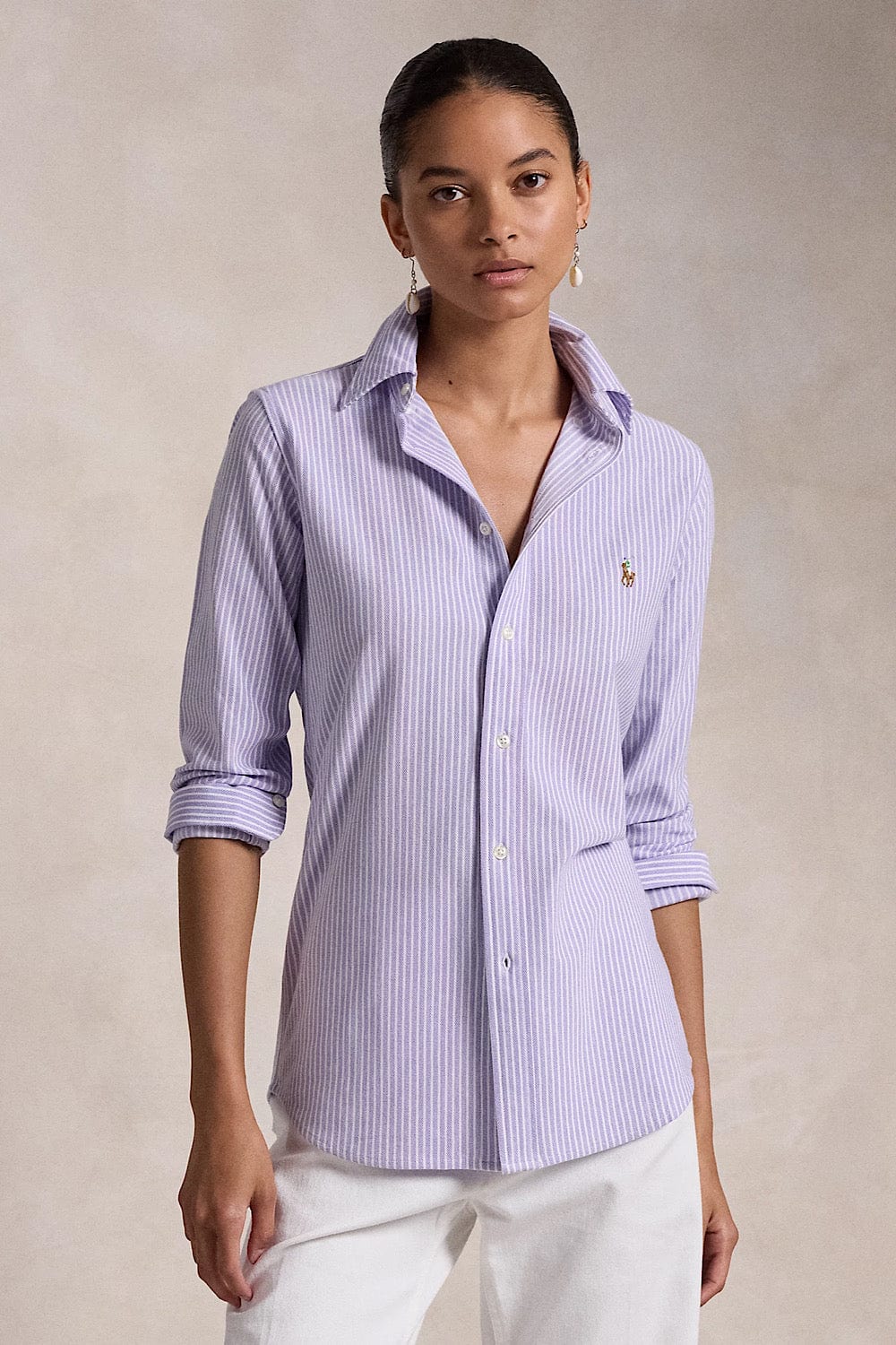 Polo Ralph Lauren Striped Oxford Cotton Shirt Purple 211910131007 beautycollection.gr