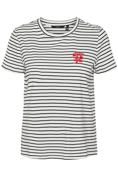 Vero Moda Ριγέ T-Shirt Άσπρο/Μαύρο 10308684